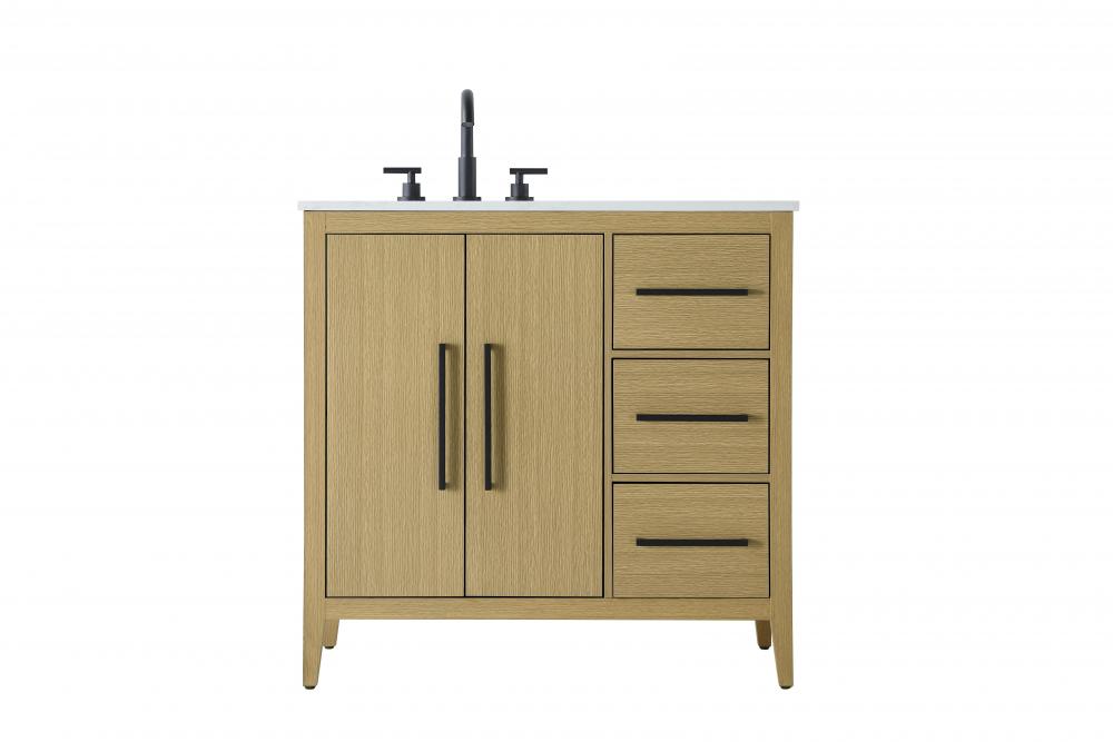 36 Inch Single Bathroom Vanity In  Honey Brown