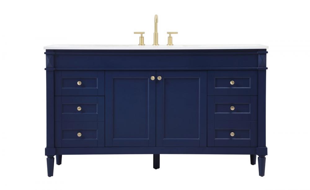 60 Inch Single Bathroom Vanity in Blue