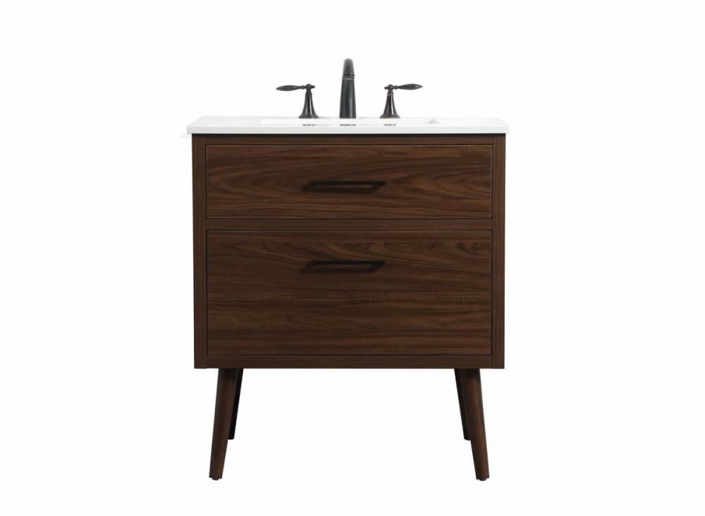 30 inch Single bathroom vanity in walnut