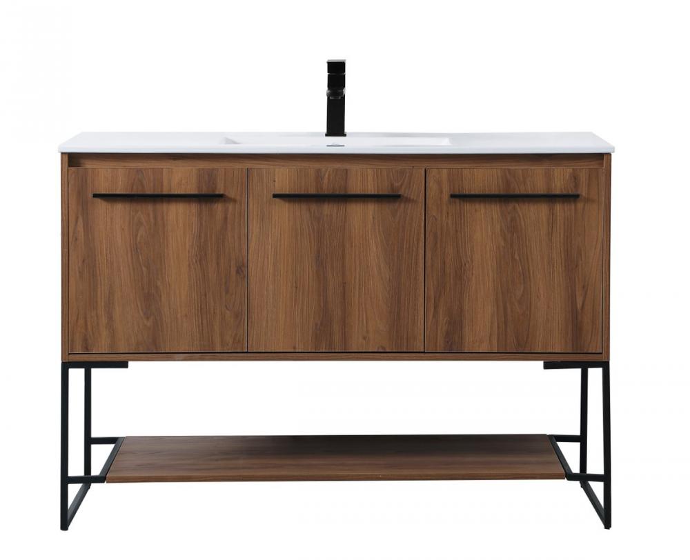 48 Inch Single Bathroom Vanity in Walnut Brown