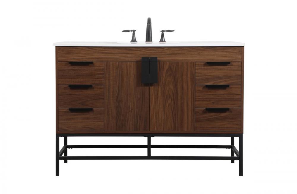 48 Inch Single Bathroom Vanity in Walnut