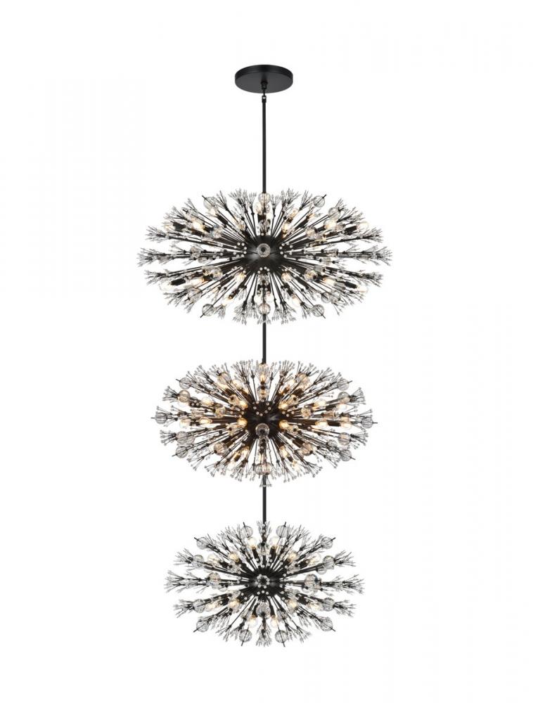 Vera 50 Inch Three Tiers Crystal Starburst Chandelier in Satin Gold