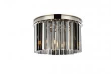 Elegant 1208F16PN-SS/RC - Sydney 3 Light Polished Nickel Flush Mount Silver Shade (Grey) Royal Cut Crystal