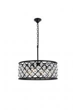 Elegant 1213D25MB/RC - Madison 6 Light Matte Black Chandelier Clear Royal Cut Crystal