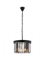 Elegant 1238D16MB-SS/RC - Sydney 3 light Matte Black Pendant Silver Shade (Grey) Royal Cut Crystal