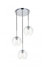 Elegant LD2208C - Baxter 3 Lights Chrome Pendant with Clear Glass