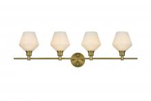 Elegant LD2321SG - Gene 4 Light Satin Gold and Frosted White Glass Wall Sconce