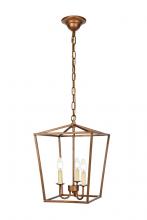 Elegant LD6008D12G - Maddox Collection Pendant D12.5 H18.25 Lt:3 Vintage Gold Finish