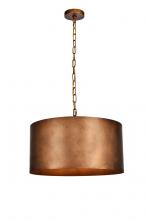 Elegant LD6015D20BR - Miro Collection Pendant D20 H11.75 Lt:3 Manual Brass Finish