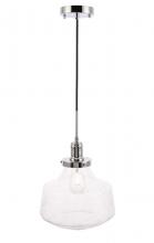 Elegant LD6259C - Lyle 1 Light Chrome and Clear Seeded Glass Pendant