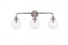 Elegant LD7035W28PN - Hanson 3 lights bath sconce in polished nickel with clear shade