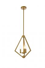 Elegant LD7061D14BR - Irina 3 lights pendant in brass