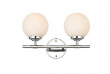 Elegant LD7301W15CH - Ansley 2 light Chrome and frosted white Bath Sconce