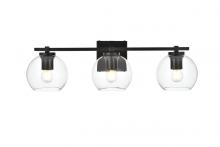 Elegant LD7311W24BLK - Juelz 3 Light Black and Clear Bath Sconce