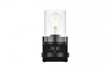 Elegant LD7316W5BLK - Saanvi 1 light Black and Clear Bath Sconce