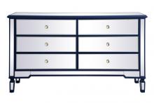 Elegant MF6-1036BL - 60 inch mirrored 6 drawer chest in blue