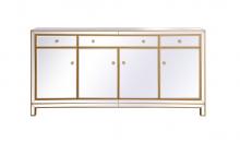 Elegant MF72072G - Reflexion 72 In. Mirrored Credenza in Gold