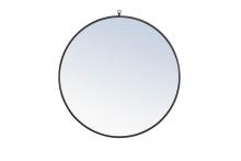 Elegant MR4061BK - Metal Frame Round Mirror with Decorative Hook 36 Inch Black Finish