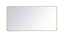 Elegant MR803060BR - Soft Corner Metal Rectangular Mirror 30x60 Inch in Brass