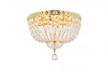 Elegant V2528F14G/RC - Tranquil 4 Light Gold Flush Mount Clear Royal Cut Crystal