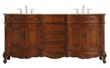 Elegant VF10172DTK - 72 inch Double Bathroom Vanity in Teak