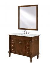 Elegant VF13042WT-VW - 42 Inch Single Bathroom Vanity in Walnut with Ivory White Engineered Marble