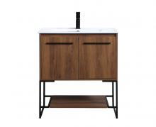 Elegant VF42030WB - 30 Inch Single Bathroom Vanity in Walnut Brown