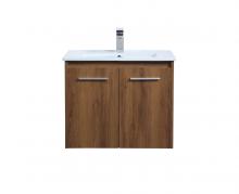 Elegant VF44024WB - 24 Inch Single Bathroom Floating Vanity in Walnut Brown