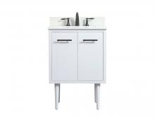 Elegant VF48024MWH-BS - 24 Inch Single Bathroom Vanity in White with Backsplash