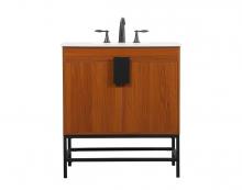 Elegant VF48830MTK - 30 Inch Single Bathroom Vanity in Teak