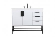 Elegant VF48842MWH - 42 Inch Single Bathroom Vanity in White