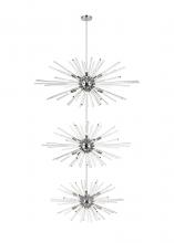 Elegant 2502G46L3C - Sienna 46 Inch Three Tiers Crystal Starburst Chandelier in Chrome