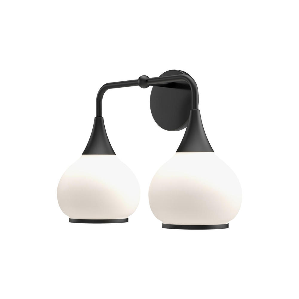 Hazel 17-in Matte Black/Opal Matte Glass 2 Lights Vanity