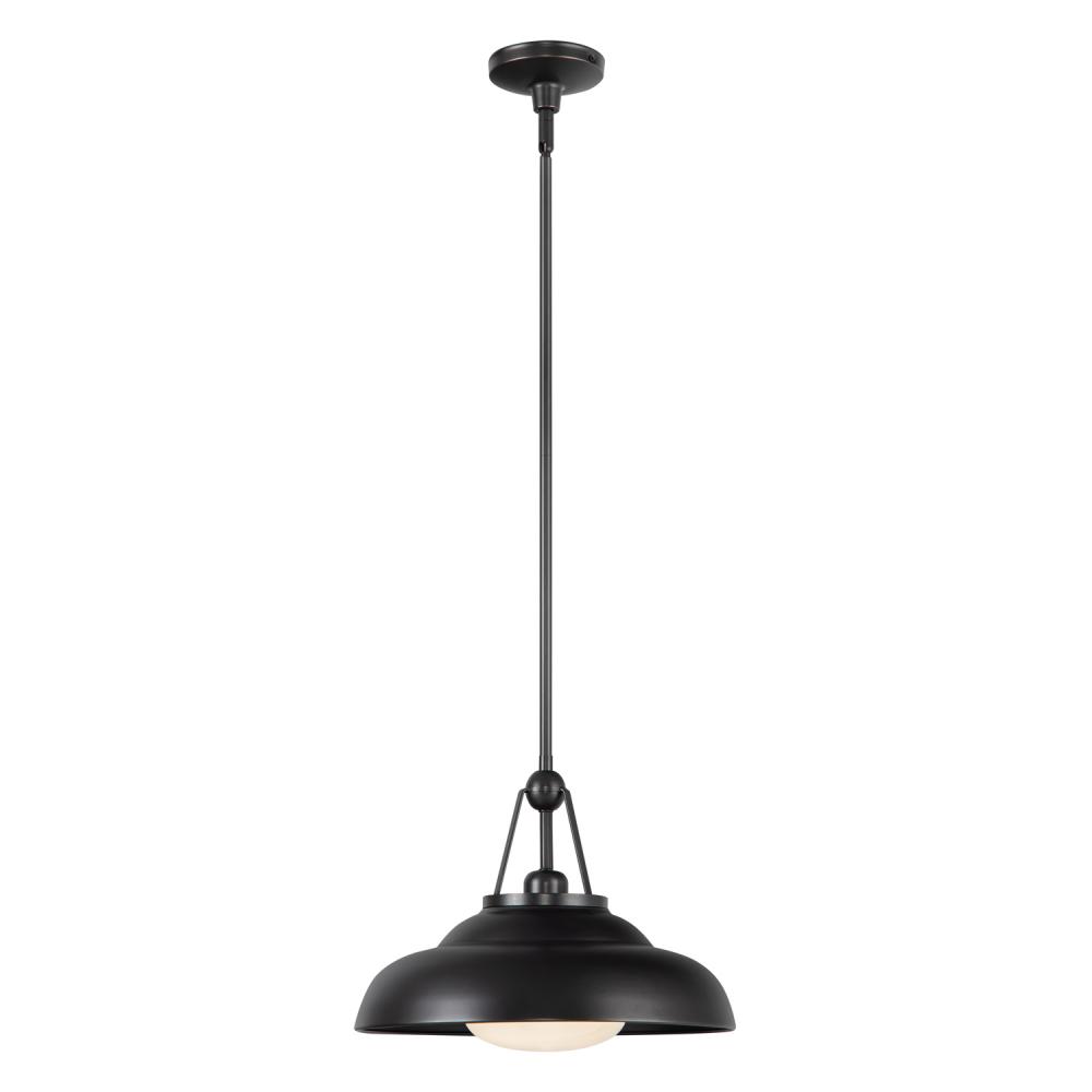 Palmetto 14-in Urban Bronze/Glossy Opal 1 Light Pendant