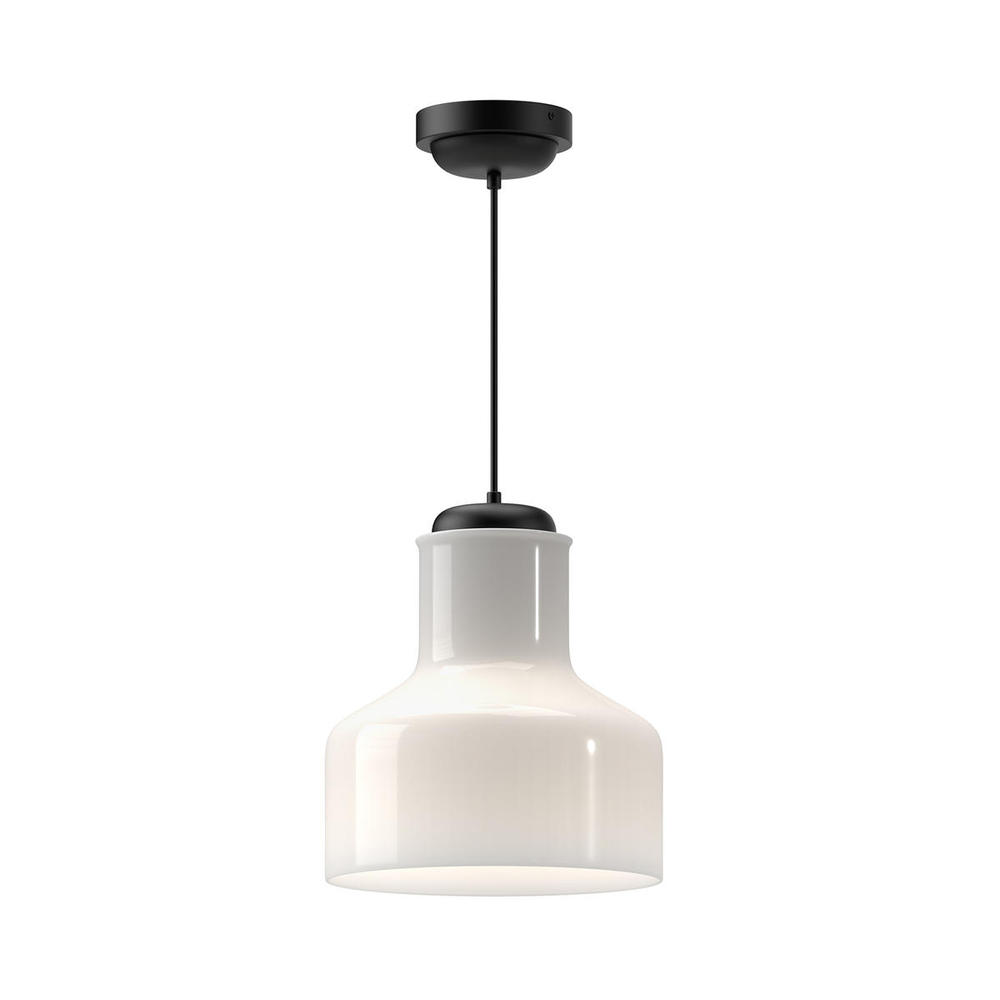 Westlake 11-in Glossy Opal Glass/Matte Black 1 Light Pendant