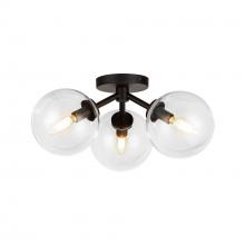 Alora Lighting SF549315MBCL - Cassia 15-in Matte Black/Clear Glass 3 Lights Semi-Flush