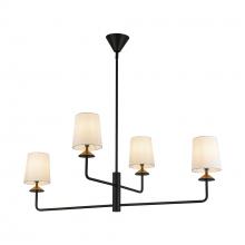 Alora Lighting CH497445MBWL - Bridgette 45-in Matte Black/White Linen Socket Chandelier