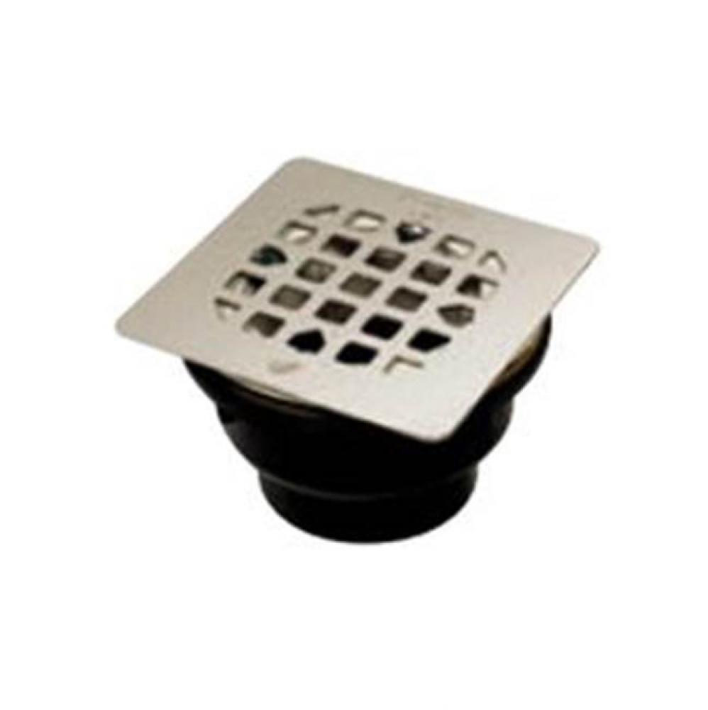 Chrome Floor Drain - Square Grill