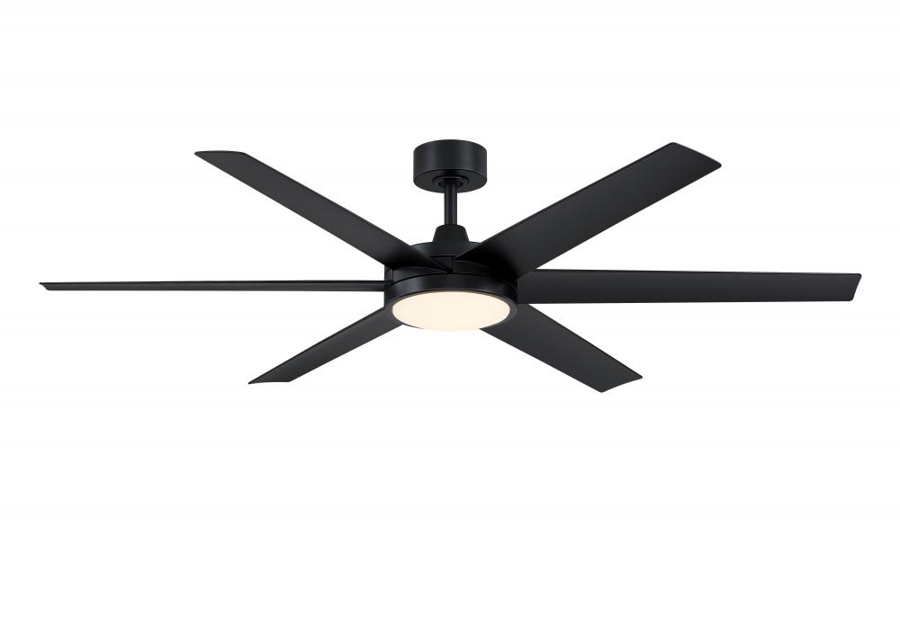 Brawn 64 inch Indoor/Outdoor Ceiling Fan with LED CCT Select Light Kit - Black