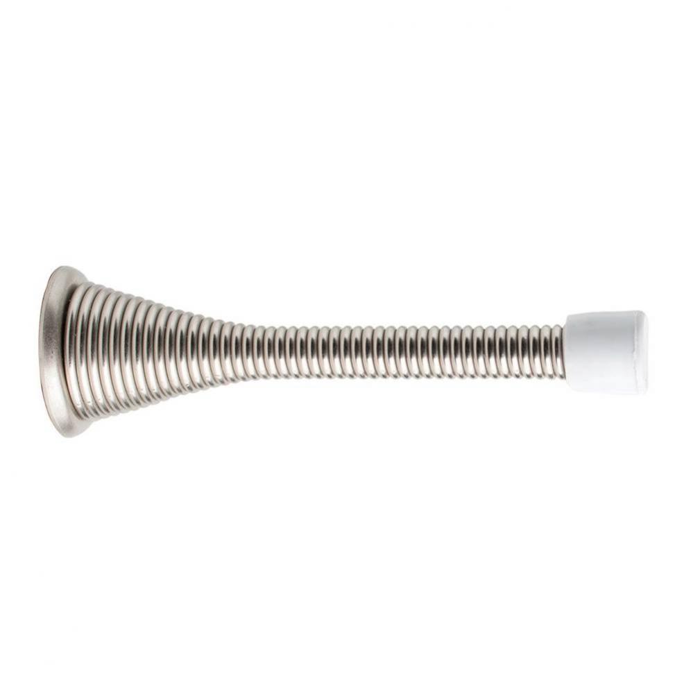 3-1/8'' SPRING DOOR STOP, NICKEL, WHITE TIP