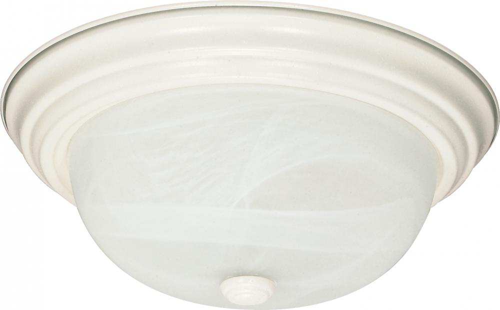 2 Light - 11" Flush with Alabaster Glass - Textured White Finish