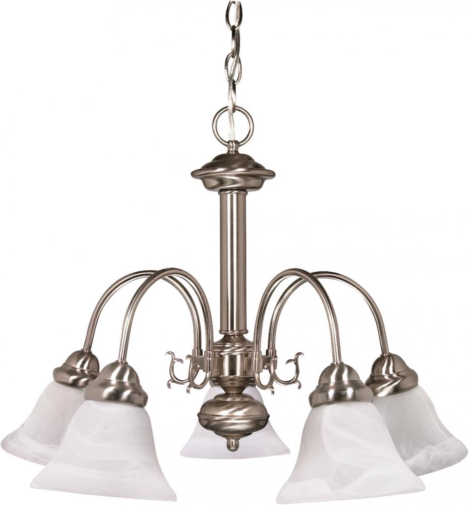 5-Light Brushed Nickel Chandelier with Alabaster Glass and (5) 13W GU24 Lamps Included