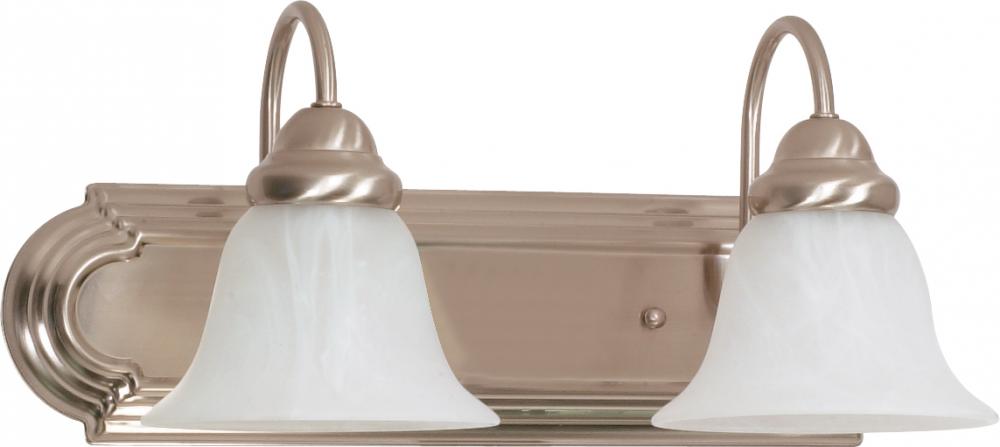 2-Light Vanity Light Fixture in Brushed Nickel Finish with Alabaster Glass and (2) 13W GU24 Lamps