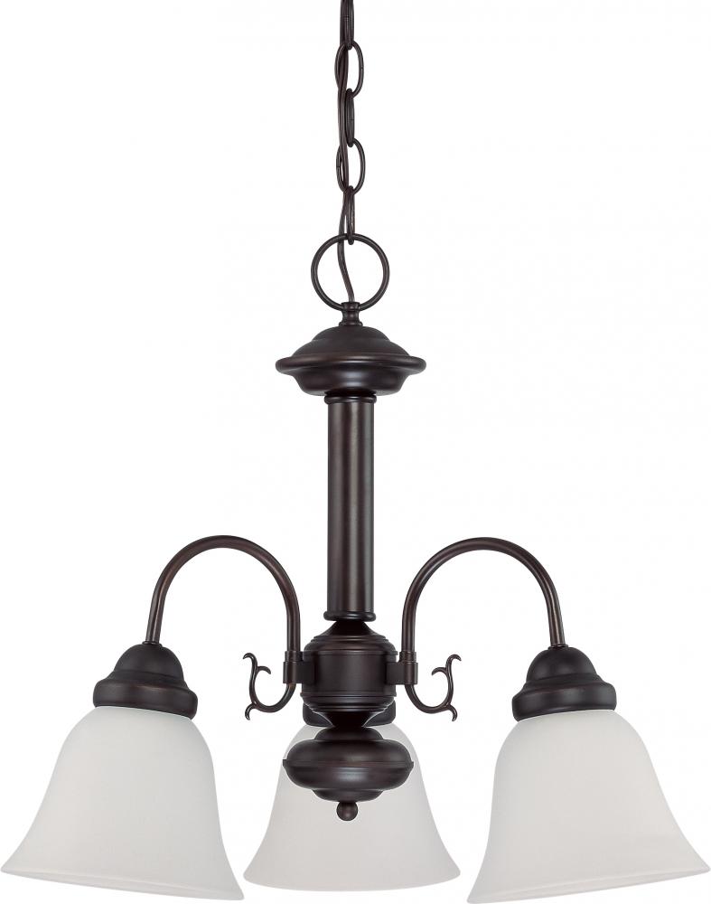 3-Light Small Chandelier in Mahogany Bronze Finish with Frosted White Glass and (3) 13W GU24 Lamps