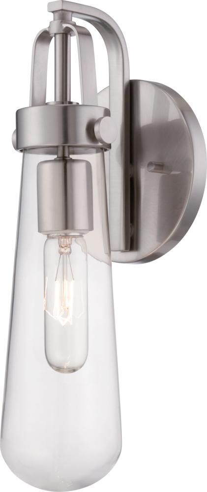 Beaker - 1 Light Wall Sconce with Clear Glass -Brushed Nickel Finish - Lamp Included