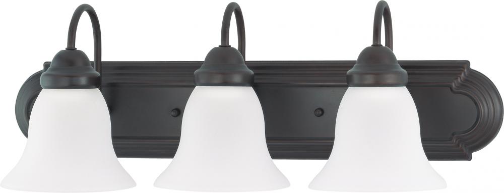 3 Light - Ballerina LED 24" Vanity Wall Fixture - Mahogany Bronze Finish - Frosted Glass - Lamps