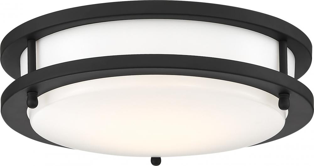 Glamour LED - 10" - Flush with White Acrylic Lens - Black Finish