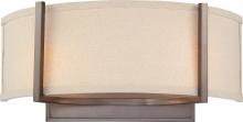 Nuvo 60/4854 - Gemini - 2 Light Wall Sconce with Khaki Fabric Shade - Hazel Bronze Finish