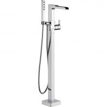 Delta Canada T4768-FL - Ara® Single Handle Floor Mount Channel Spout Tub Filler Trim with Hand Shower