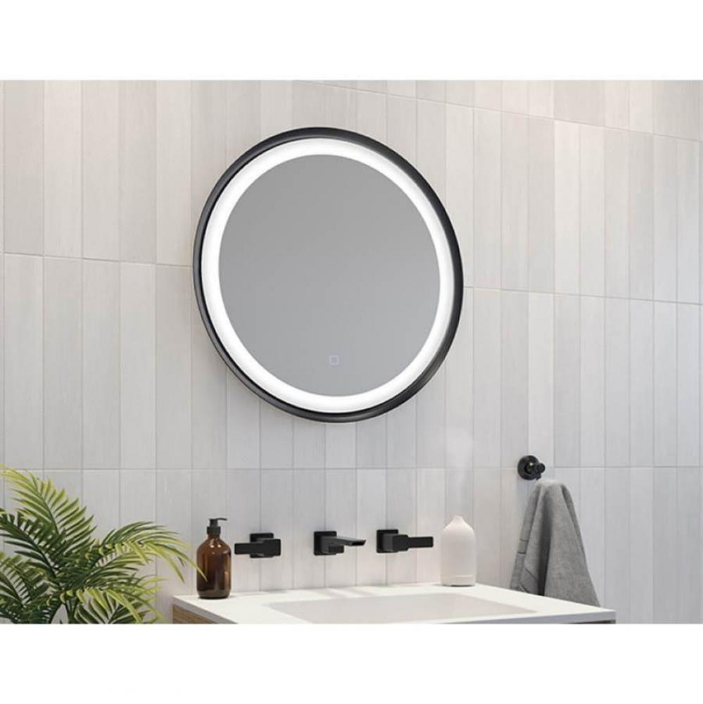 SOLIS MIRROR 24'' ROUND BLACK / WITH DEFOGGER & DIMMER